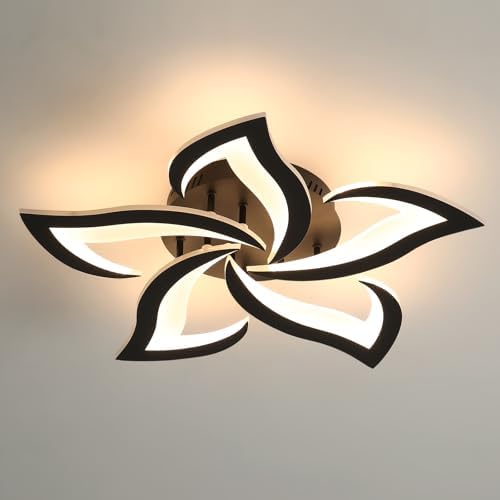 Modern Flower LED Ceiling Light – 60W 3000K Black Acrylic