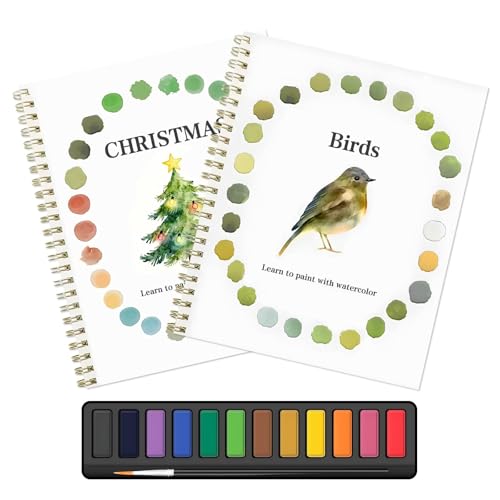 Watercolor Workbook Set – 2 Beginner Art Kits with 12 Paints