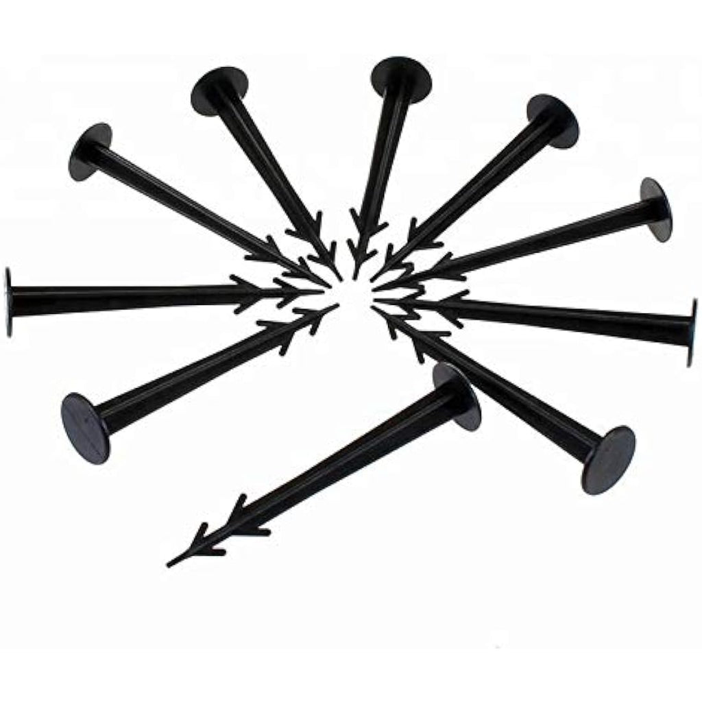 Ram 100 Pack Weed Fabric Garden Pegs | 6 Inch Black Plastic Anchors
