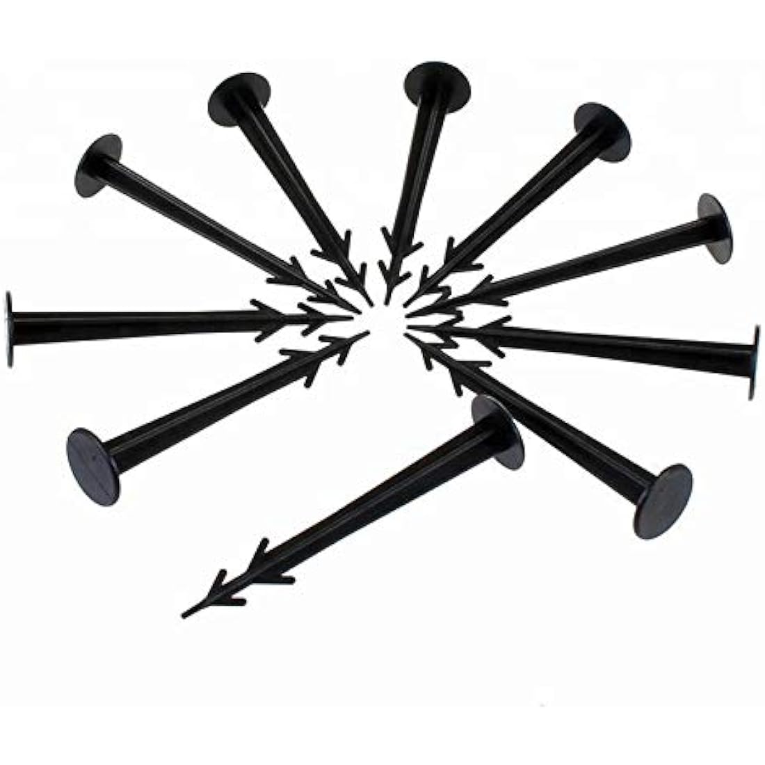 Ram 100 Pack Weed Fabric Garden Pegs | 6 Inch Black Plastic Anchors