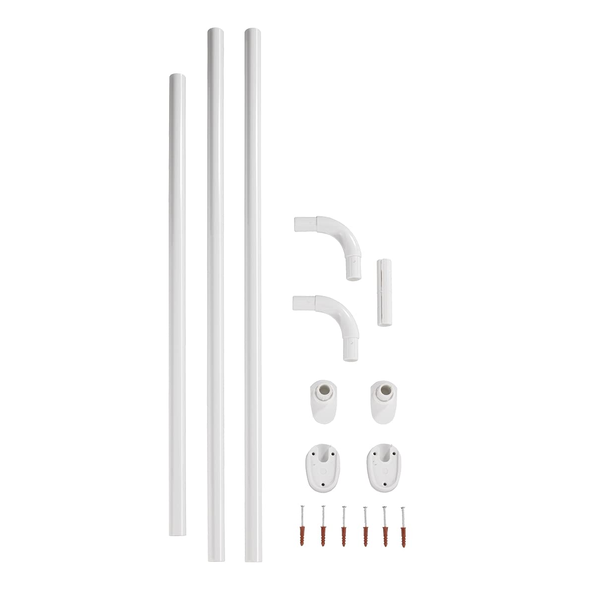 WENKO Universal Extra Strong Aluminium Shower Rail - White, 25mm