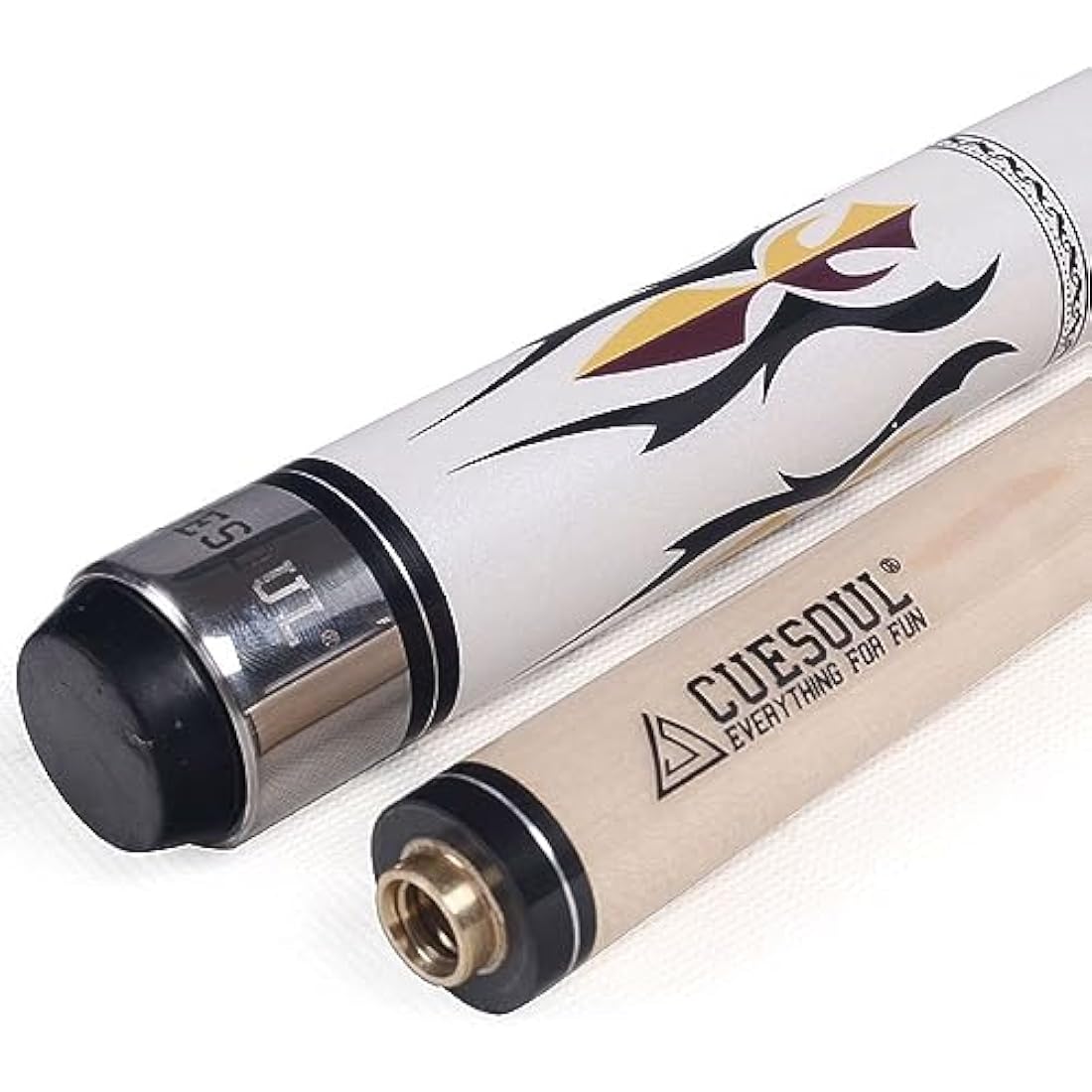 CUESOUL 58" Maple Billiard Pool Cue Stick – 19oz 2-Piece Pearl White