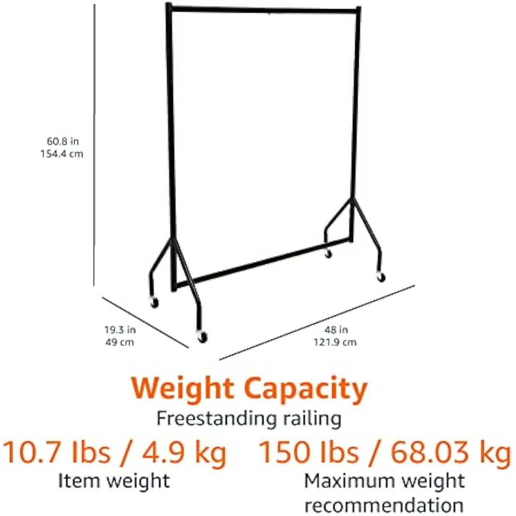 Amazon Basics Heavy Duty Steel Garment Rail with Wheels - Black