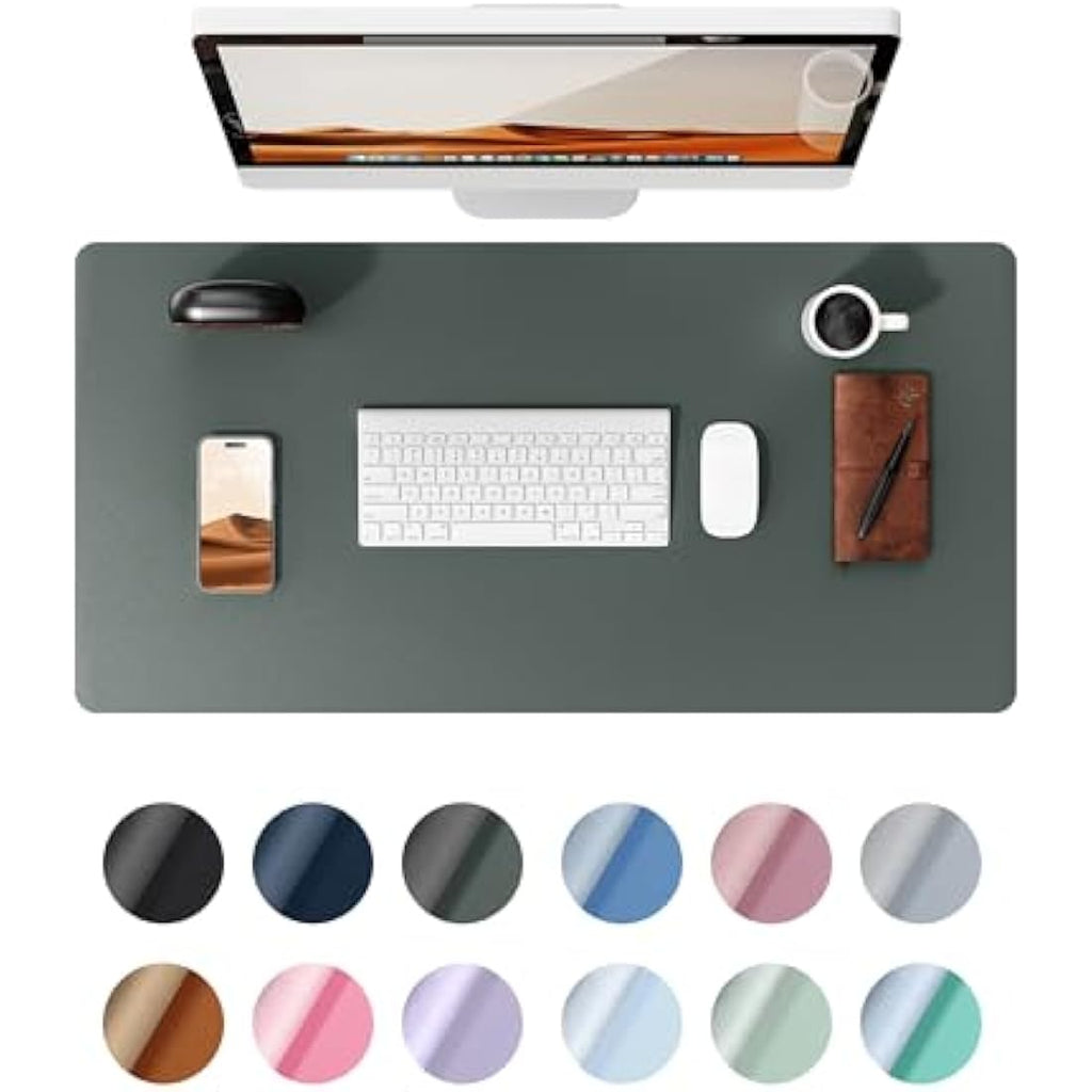 YSAGi Large Leather Desk Mat | Non-Slip PU Leather Mouse Pad, Dark Green
