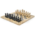 15" Himalayan Marble Chess Set – Fossilstone & Black