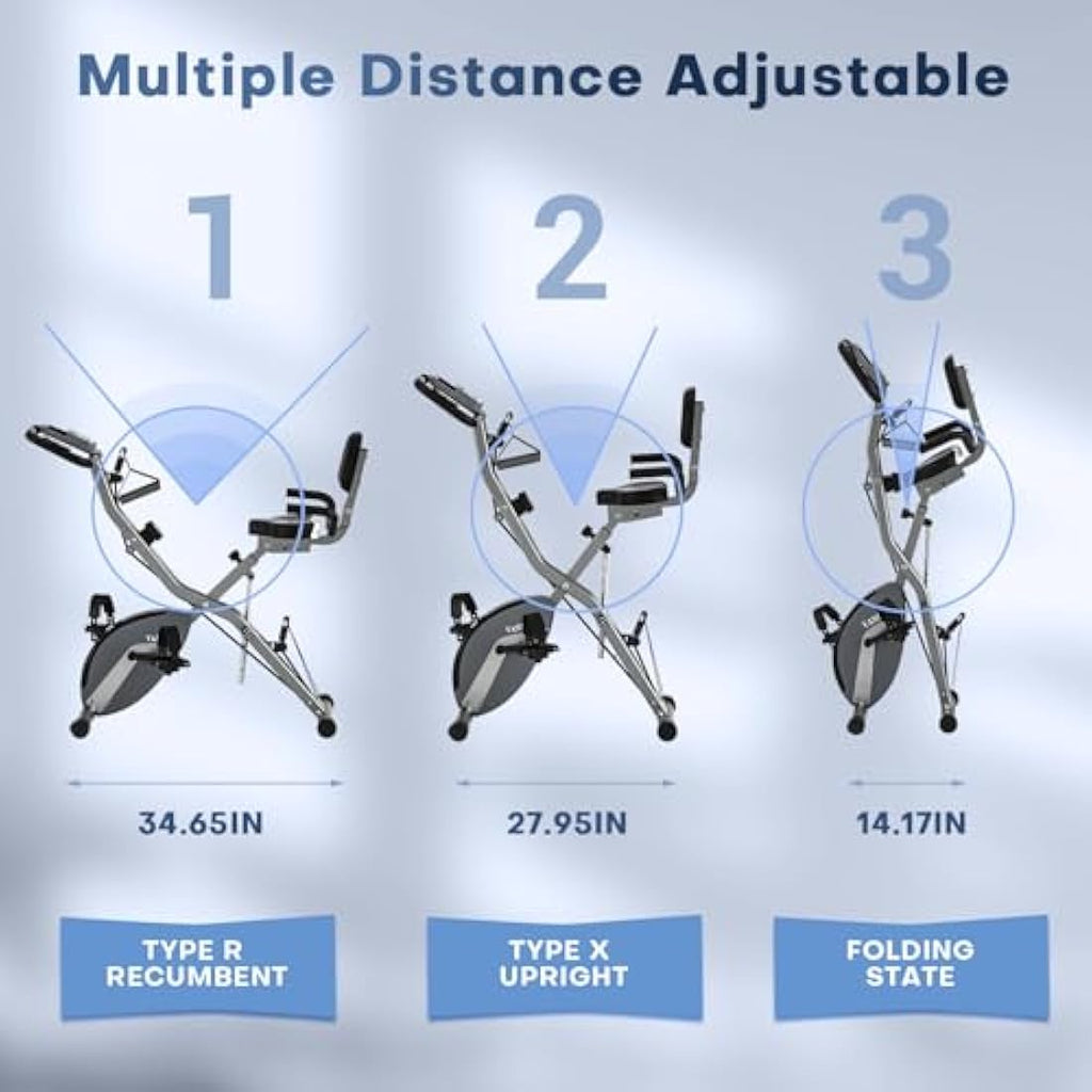 Vannect Foldable Exercise Bike – 16-Level Magnetic Resistance Home Gym
