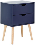 GFW Nyborg 2 Drawer Bedside Cabinet – Scandi Nightstand in Blue