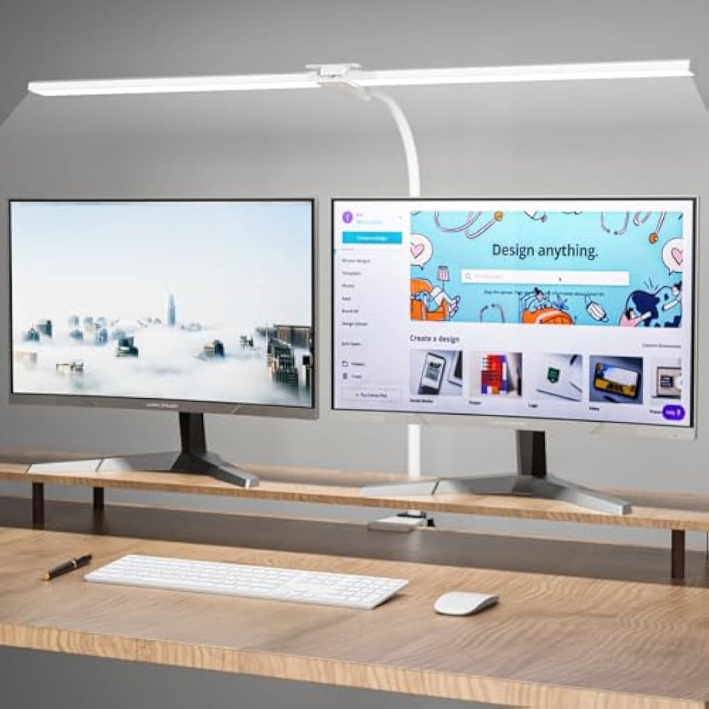 LED Desk Lamp – 80cm Double-Head Clamp Light with Gooseneck