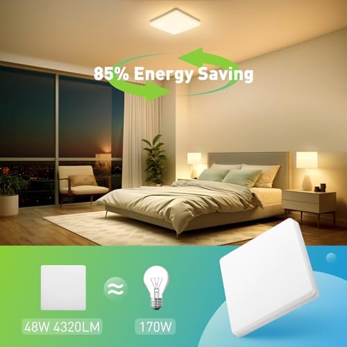 Yafido 48W LED Square Ceiling Light | 3000K Warm White IP44 Waterproof