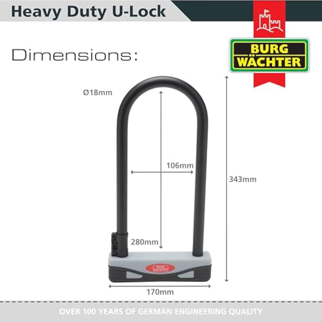 Burg Wachter D Lock – Sold Secure Gold Heavy Duty Bike Lock, Large