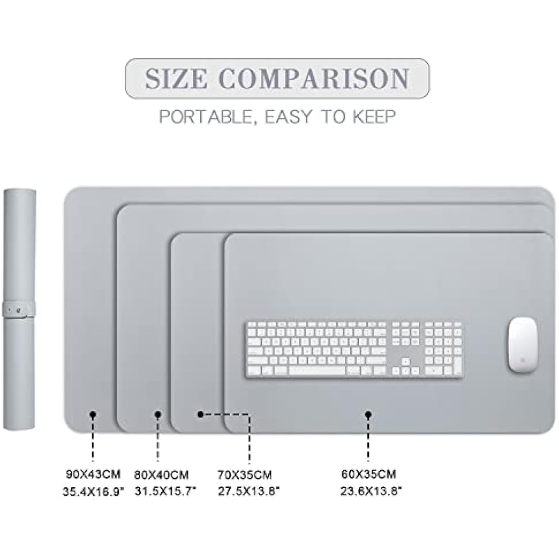DOBAOJIA Large Desk Pad | Waterproof PU Leather Mouse Mat - Grey