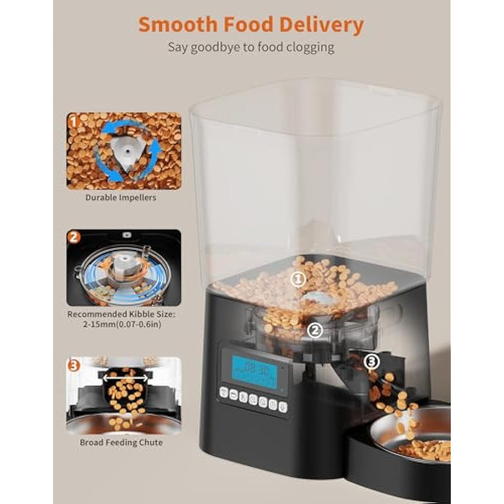 HoneyGuaridan Automatic Cat Feeder | 3.5L Timed Pet Dispenser with Slow Bowl