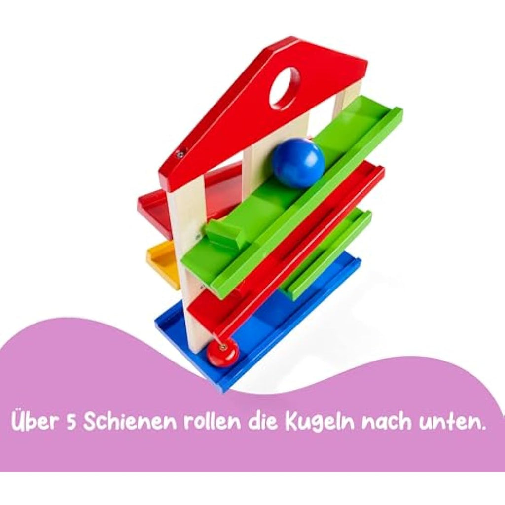 Jolof Store Wooden Marble Run - Educational Toddler Toy with Bell