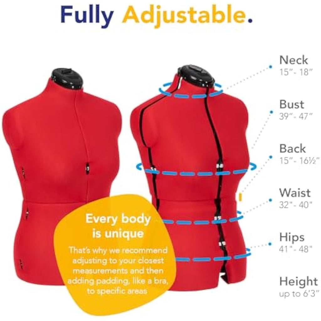 Adjustoform Sew Simple Dress Form - Poppy Red Adjustable Mannequin (14-20)