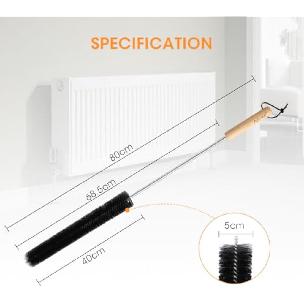 Aieve 80cm Radiator Cleaner Brush | Flexible Long Duster with Wood Handle