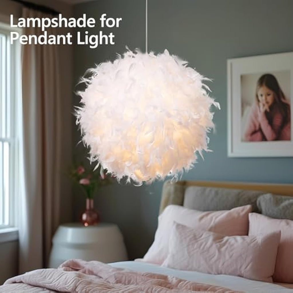 Waneway White Feather Lamp Shade | 50cm Ceiling & Table Lightshade