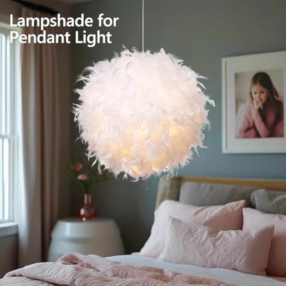 Waneway White Feather Lamp Shade | 50cm Ceiling & Table Lightshade