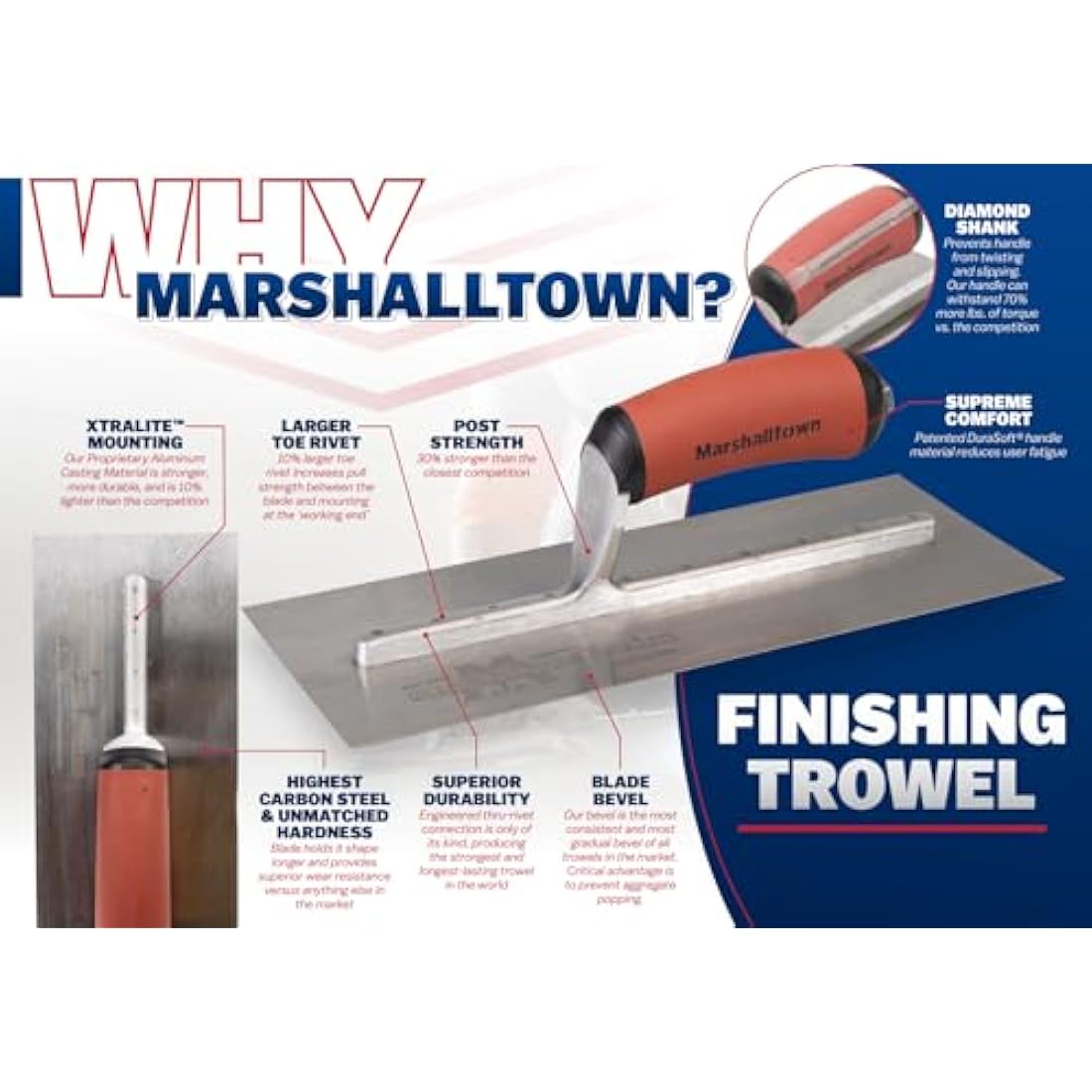 Marshalltown 14x5 Gold Stainless Steel Plastering Trowel | DuraSoft