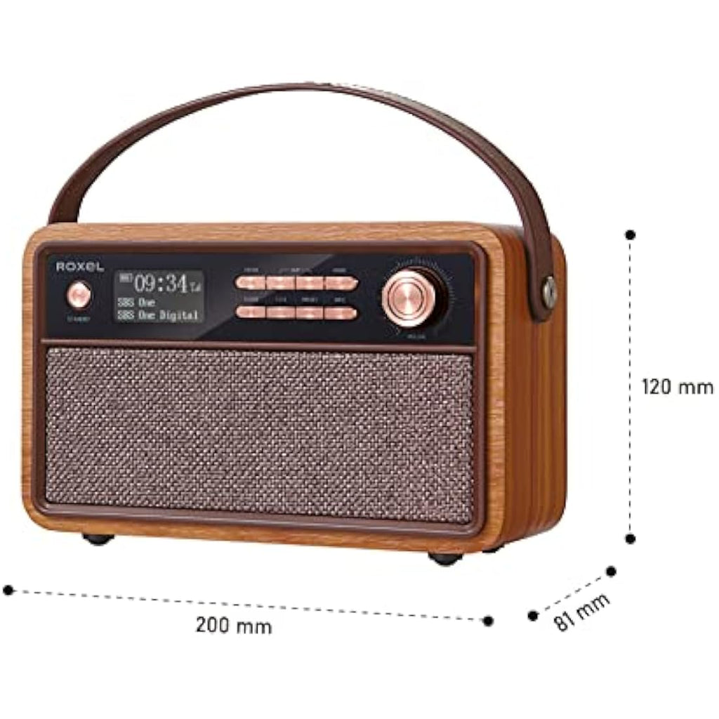 Roxel Retro D1 DAB+/FM Radio – Vintage Wireless Speaker & Alarm Clock