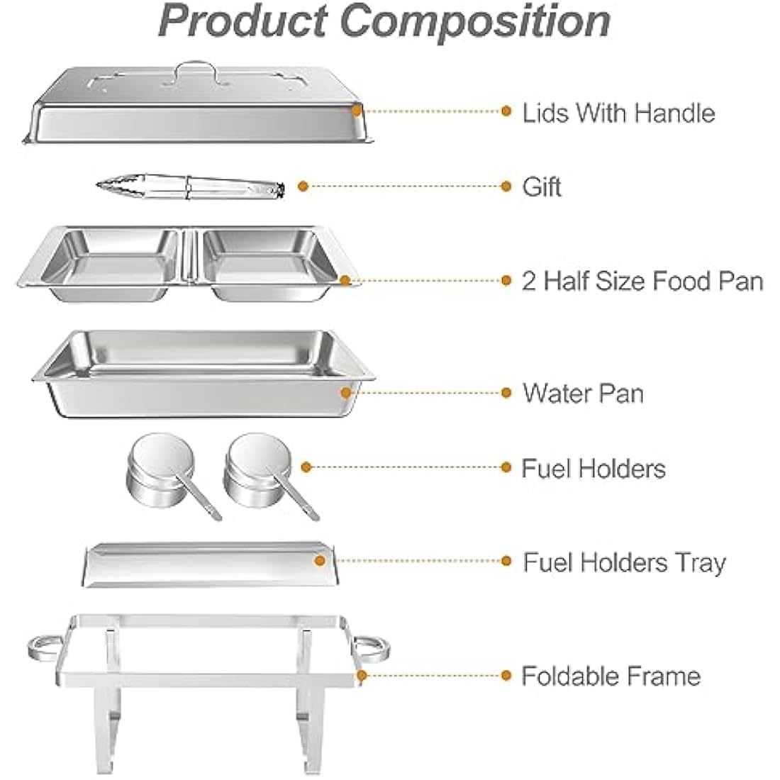 4-Pack Chafing Dish Buffet Set | 9L Stainless Steel Food Warmer