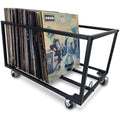 Vinyl Record Storage Holder – Metal 100 LP Stand with Wheels