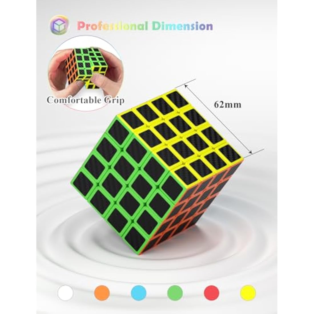 Roxenda 4x4 Speed Cube – Carbon Fiber Sticker Magic Puzzle for Kids