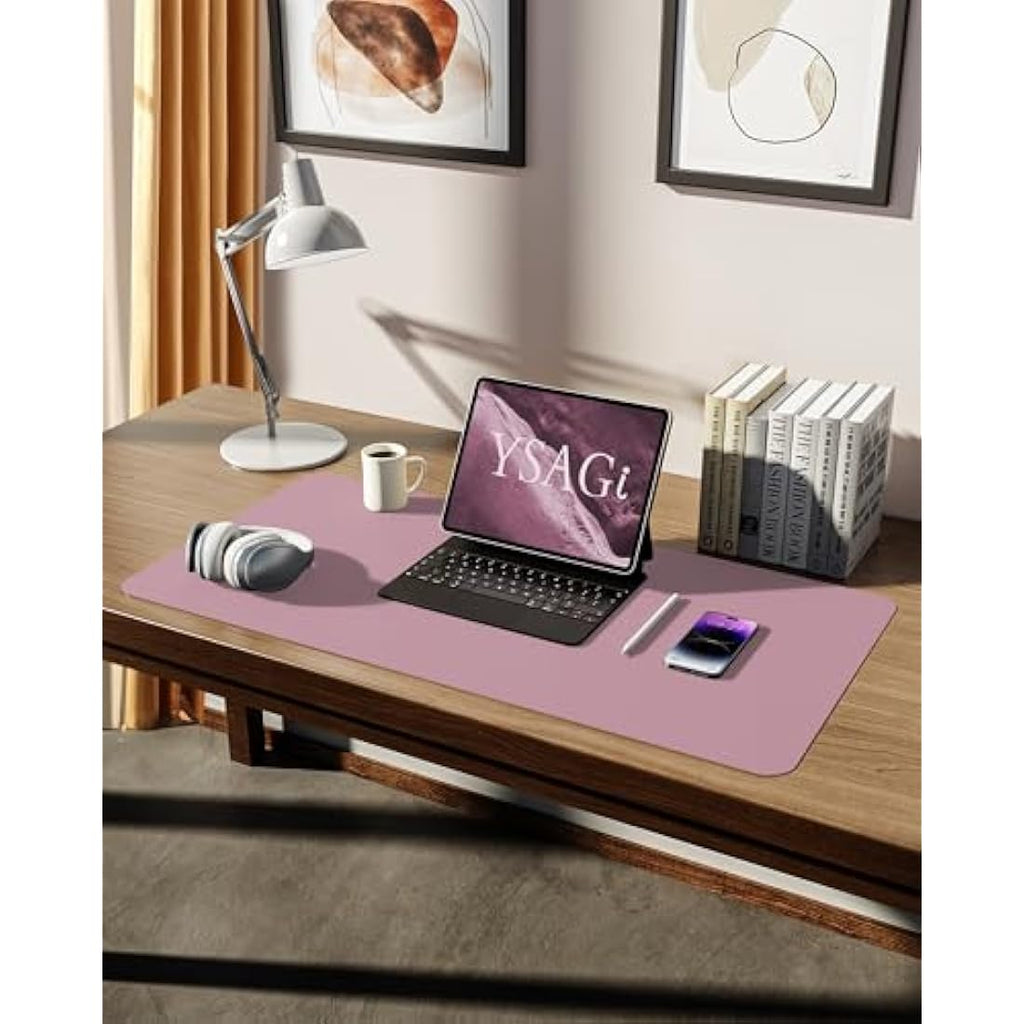 YSAGi Leather Desk Mat – Large Waterproof PU Mouse Pad, Pale Mauve