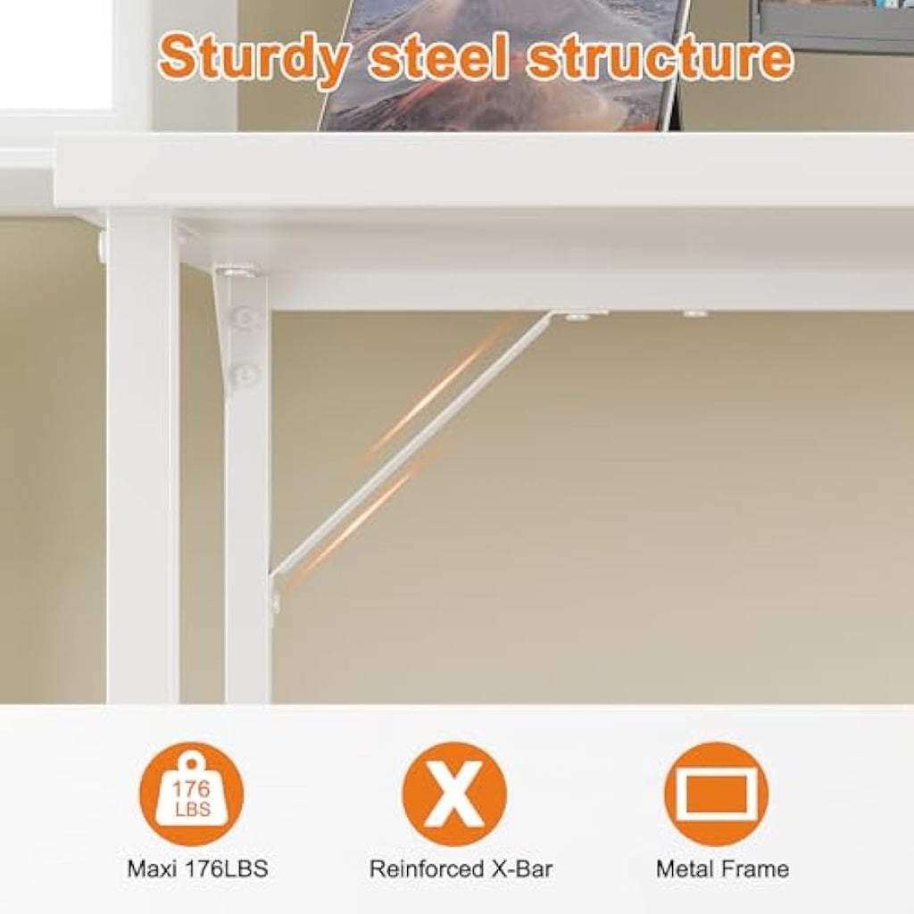 Jolof Store 100cm Computer Desk – Modern White Home Office Study Table