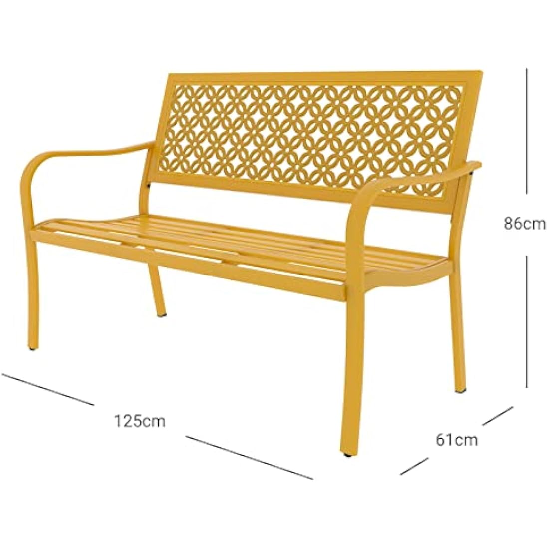 Grand Patio Garden Bench – 3-Seater Rust-Resistant Metal Park Bench, Yellow