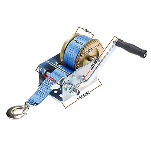 BOOMSTART 2500lbs Hand Winch | 33ft Webbing Strap Boat Trailer Winch