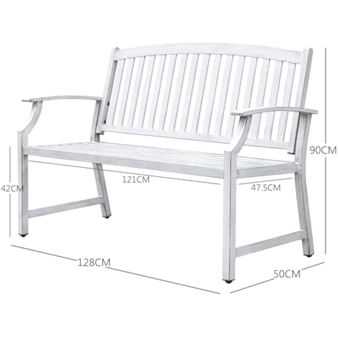 Grand Patio Metal Garden Bench – Rust-Resistant Outdoor Seating, White