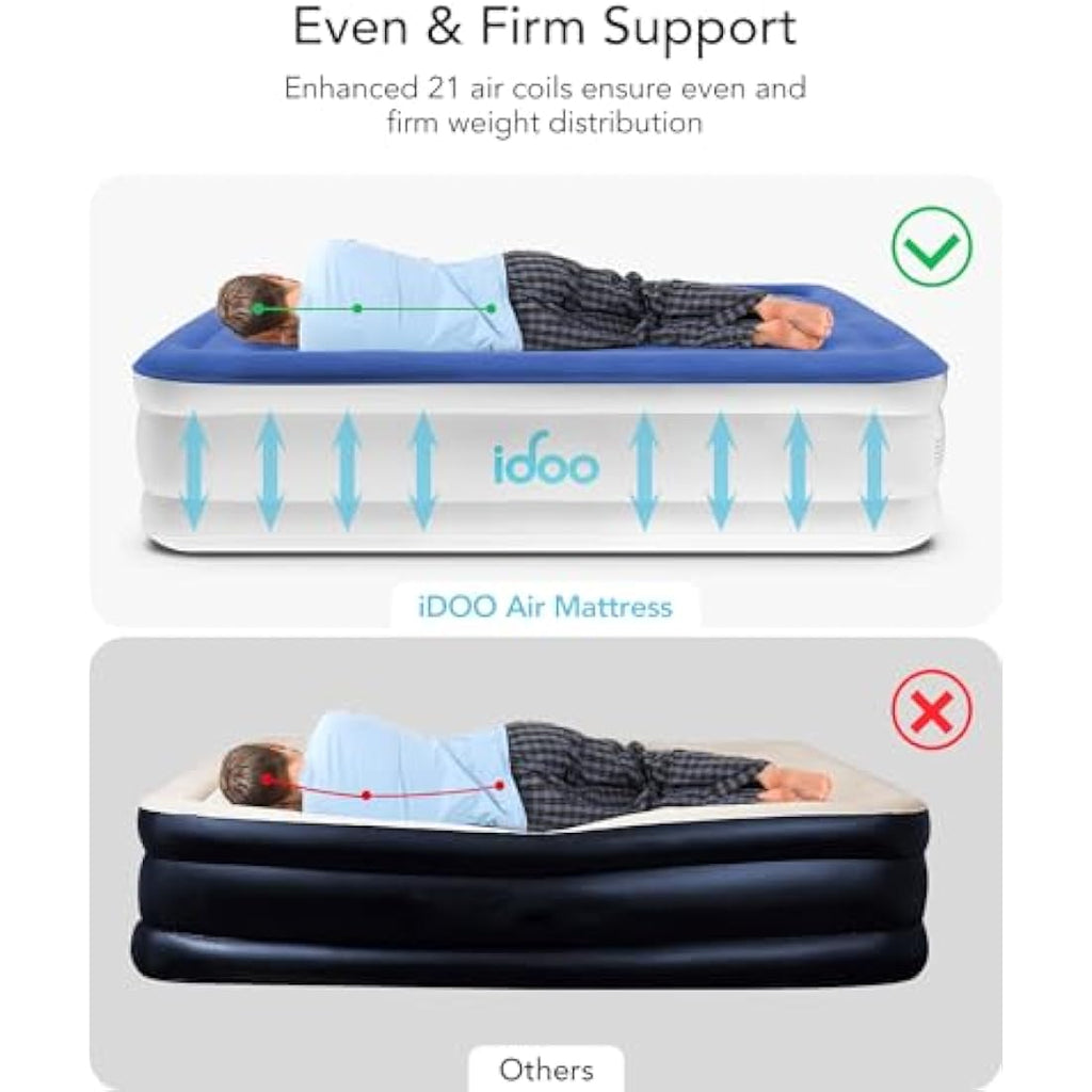 iDOO Single Air Mattress with Built-in Pump - Inflatable Camping Guest Bed