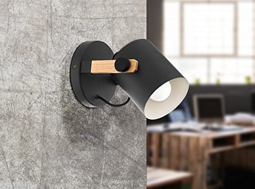 Eglo Hornwood Vintage Wall Lamp – Industrial Wood and Steel Sconce