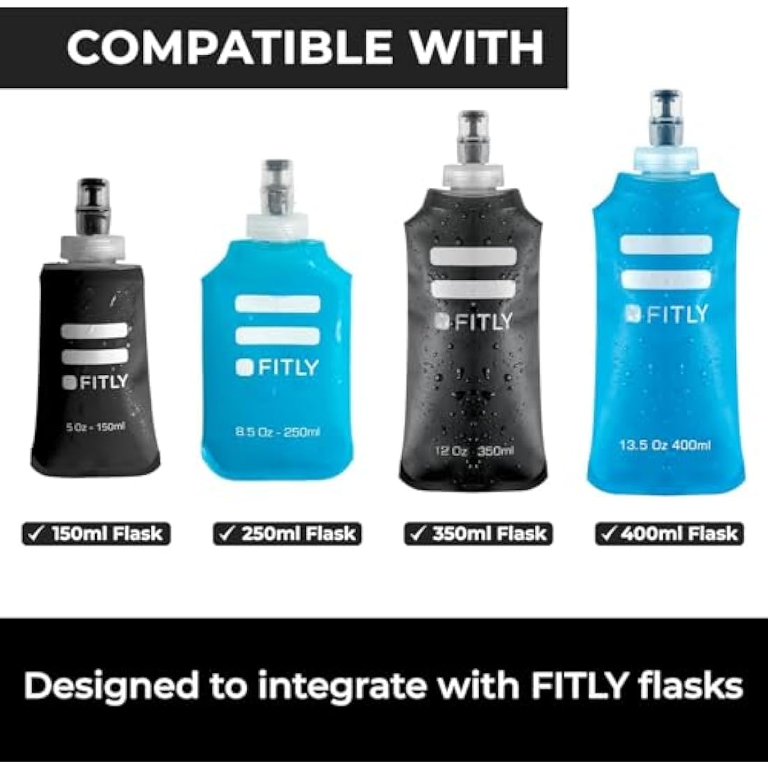 FITLY Soft Water Bottle | Collapsible Running Flask | BPA-Free & Leakproof