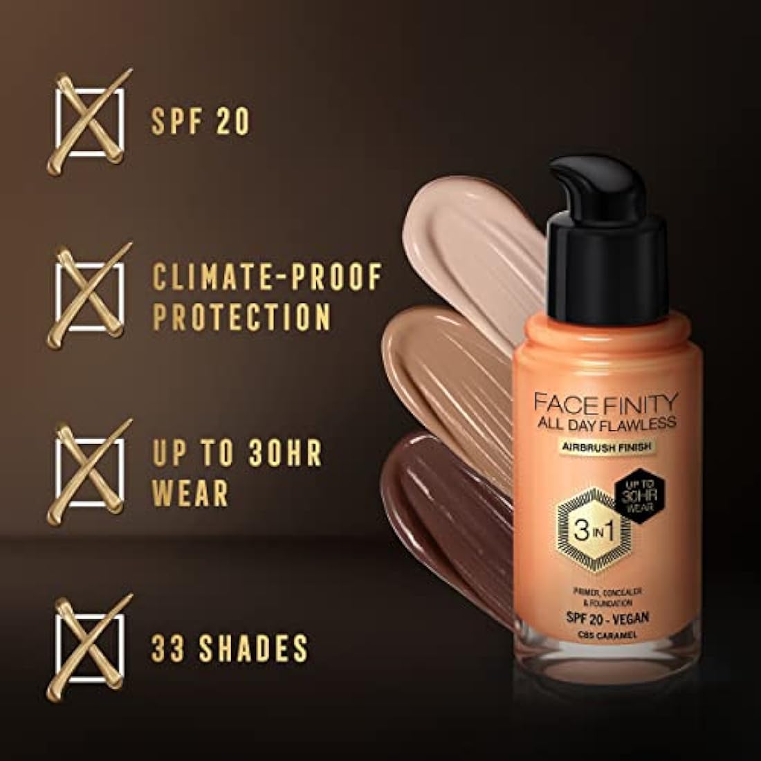 Max Factor Facefinity 3-in-1 Liquid Foundation SPF 20 – 85 Caramel