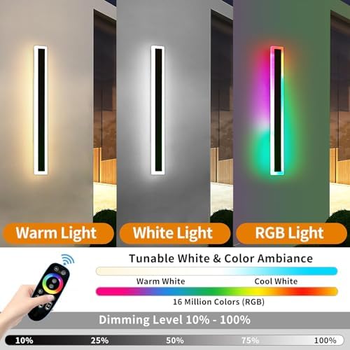 Mikeru RGB Outdoor Wall Lights – 80CM Modern LED Waterproof Sconce 2-Pack