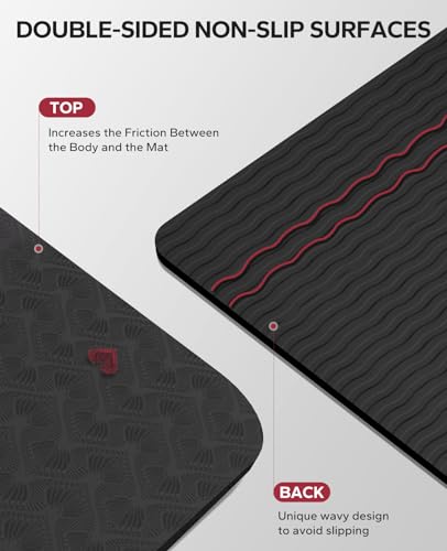HAPBEAR Extra Large Yoga Mat - 6mm Thick Non-Slip TPE Exercise Mat