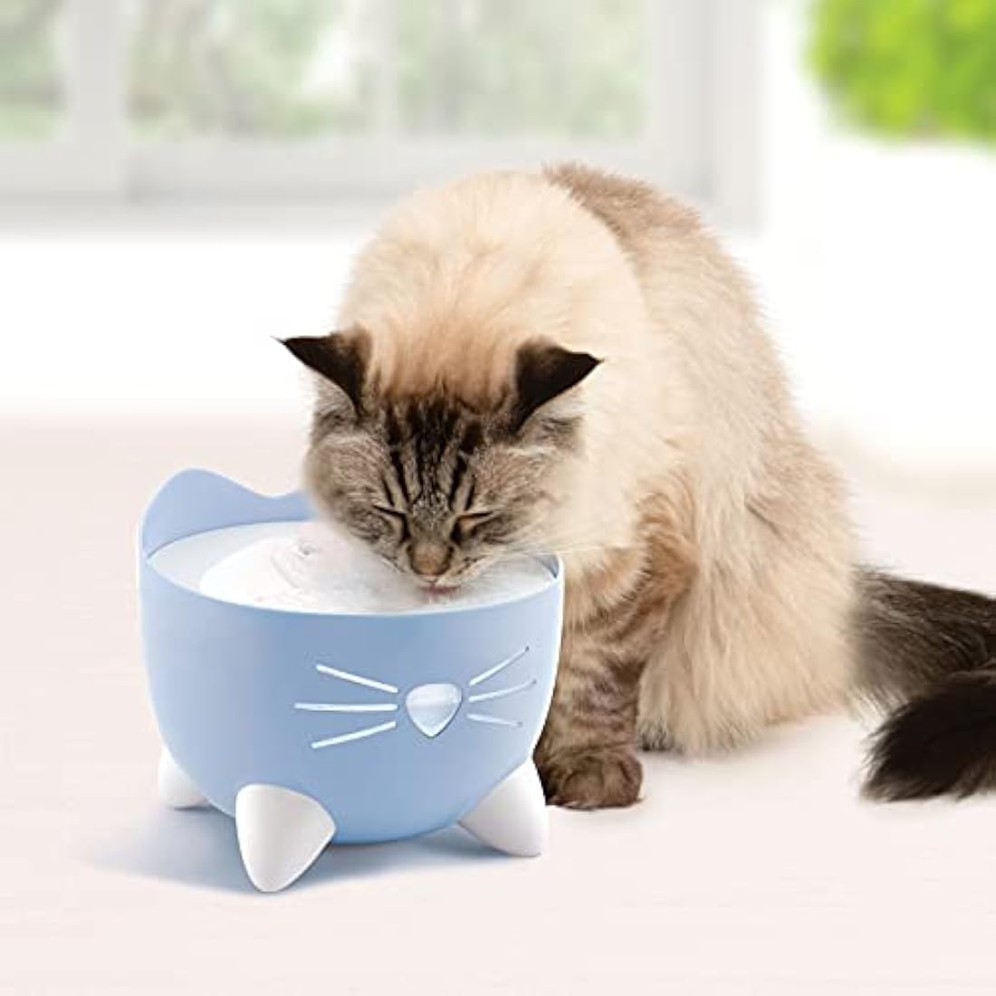Catit PIXI Cat Drinking Fountain - Filtered Running Water Bowl, Blue