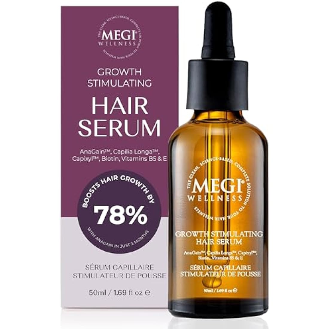Megi Wellness Hair Growth Serum – Natural Biotin & Caffeine Formula (50ml)