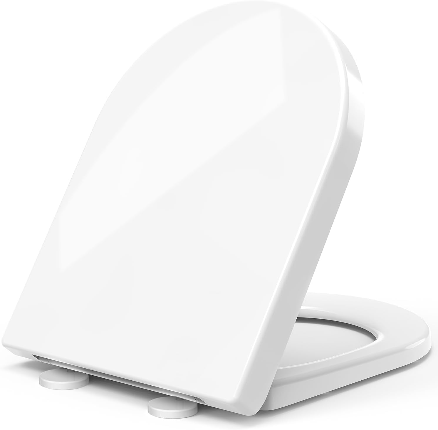 STOREMIC D-Shape Toilet Seat | Soft Close White Anti-Bacterial PP