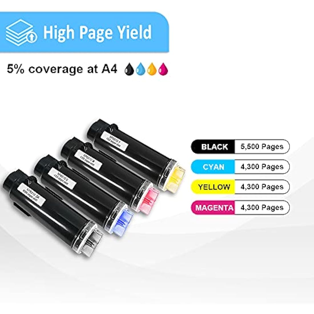 LAIPENG Compatible Toner for Xerox Phaser 6510 WorkCentre 6515 | 5-Pack