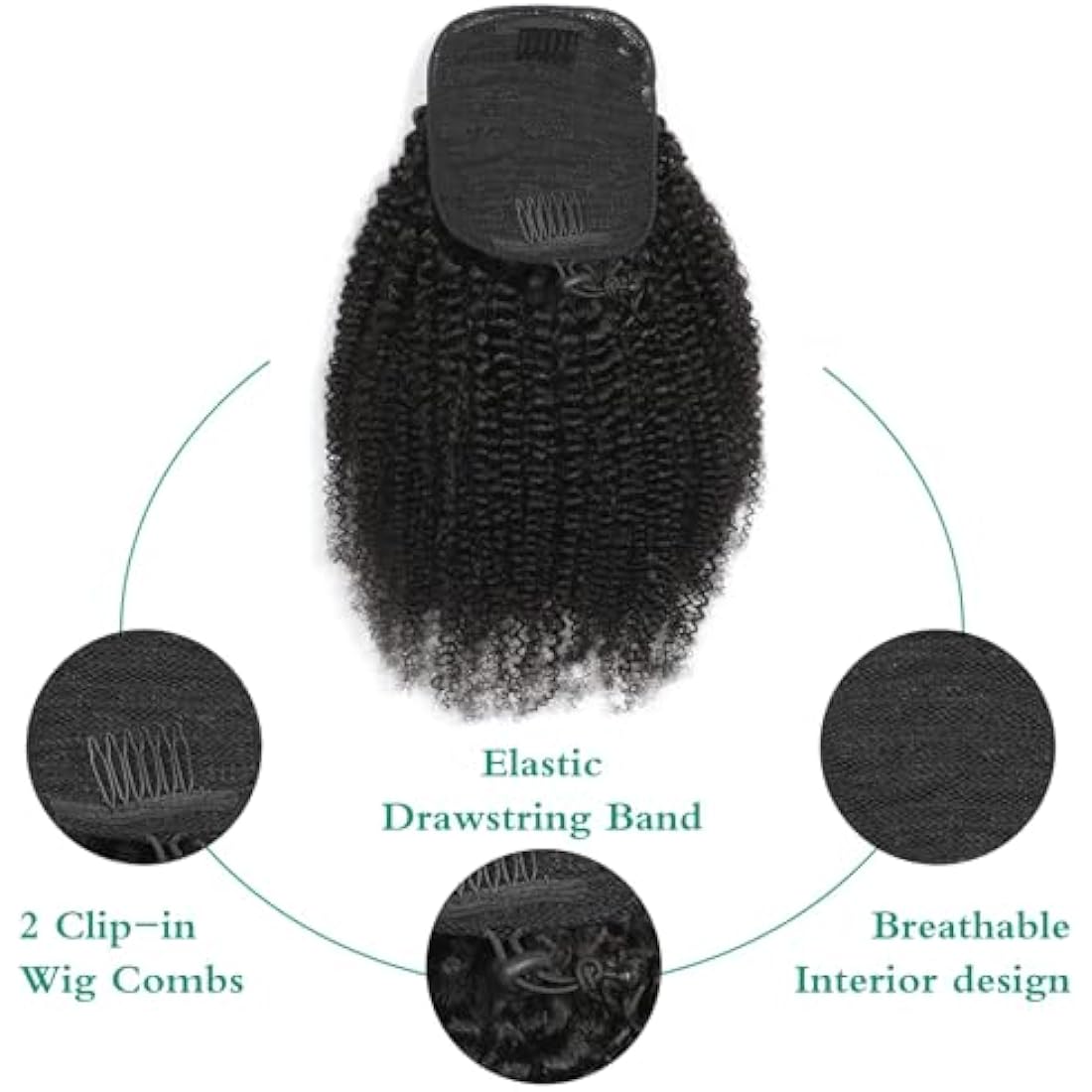 Jolof Store 4C Afro Kinky Curly Human Hair Drawstring Ponytail – 16 Inch