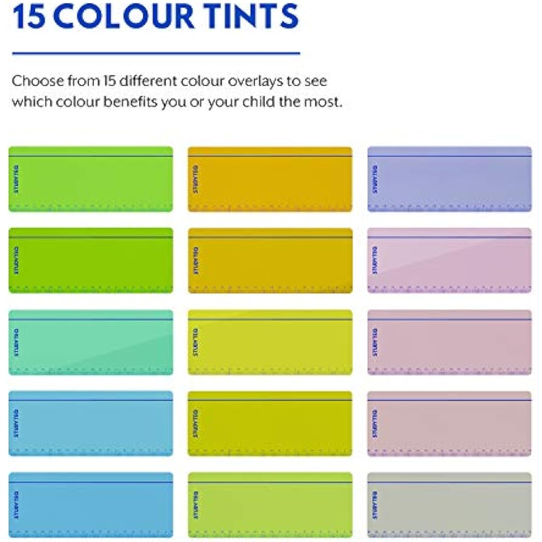 Studyteq 15-Pack Dyslexia Reading Overlays & Rulers with Case