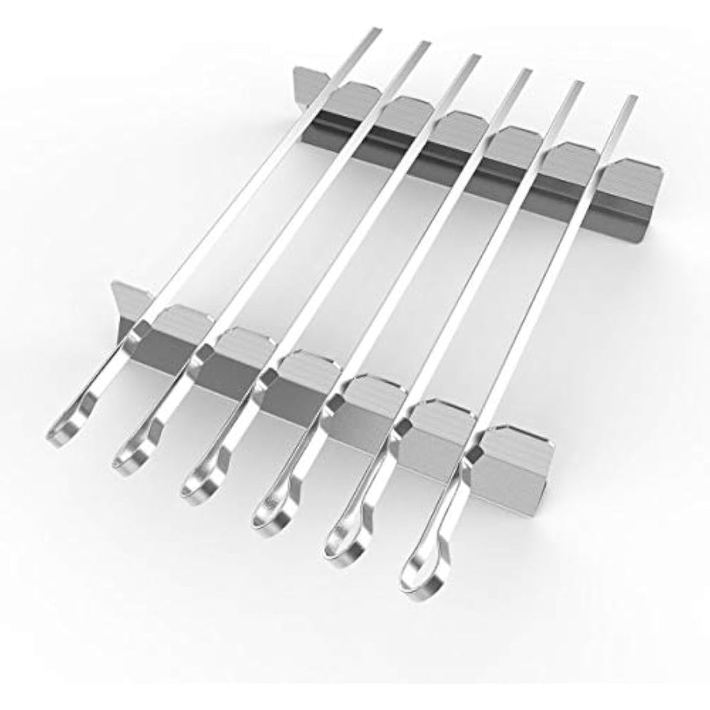 BearMoo 17” Stainless Steel Kebab Skewers with Rack Holder Set, 6PCS