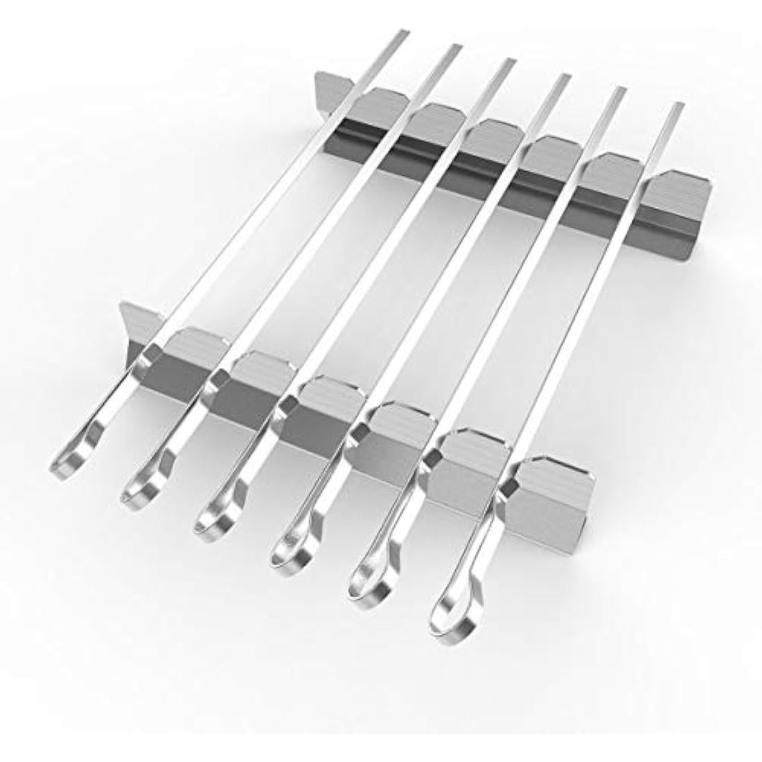 BearMoo 17” Stainless Steel Kebab Skewers with Rack Holder Set, 6PCS
