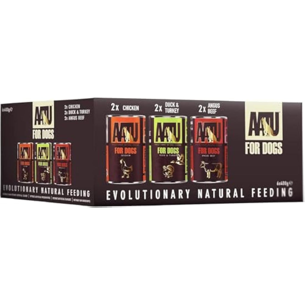 AATU Grain Free Wet Dog Food Variety Pack – 6x400g Tins