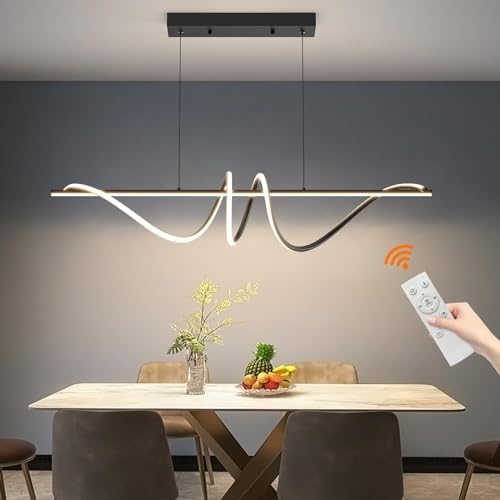 Mikeru 120cm Modern LED Pendant Light | Dimmable Black Spiral Chandelier