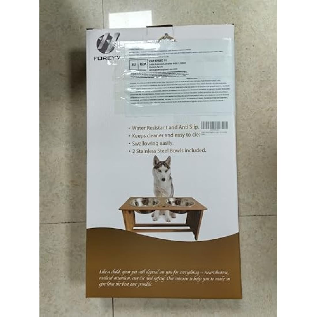 FOREYY Elevated Bamboo Dog Bowls | Raised Pet Feeder with Stainless Steel