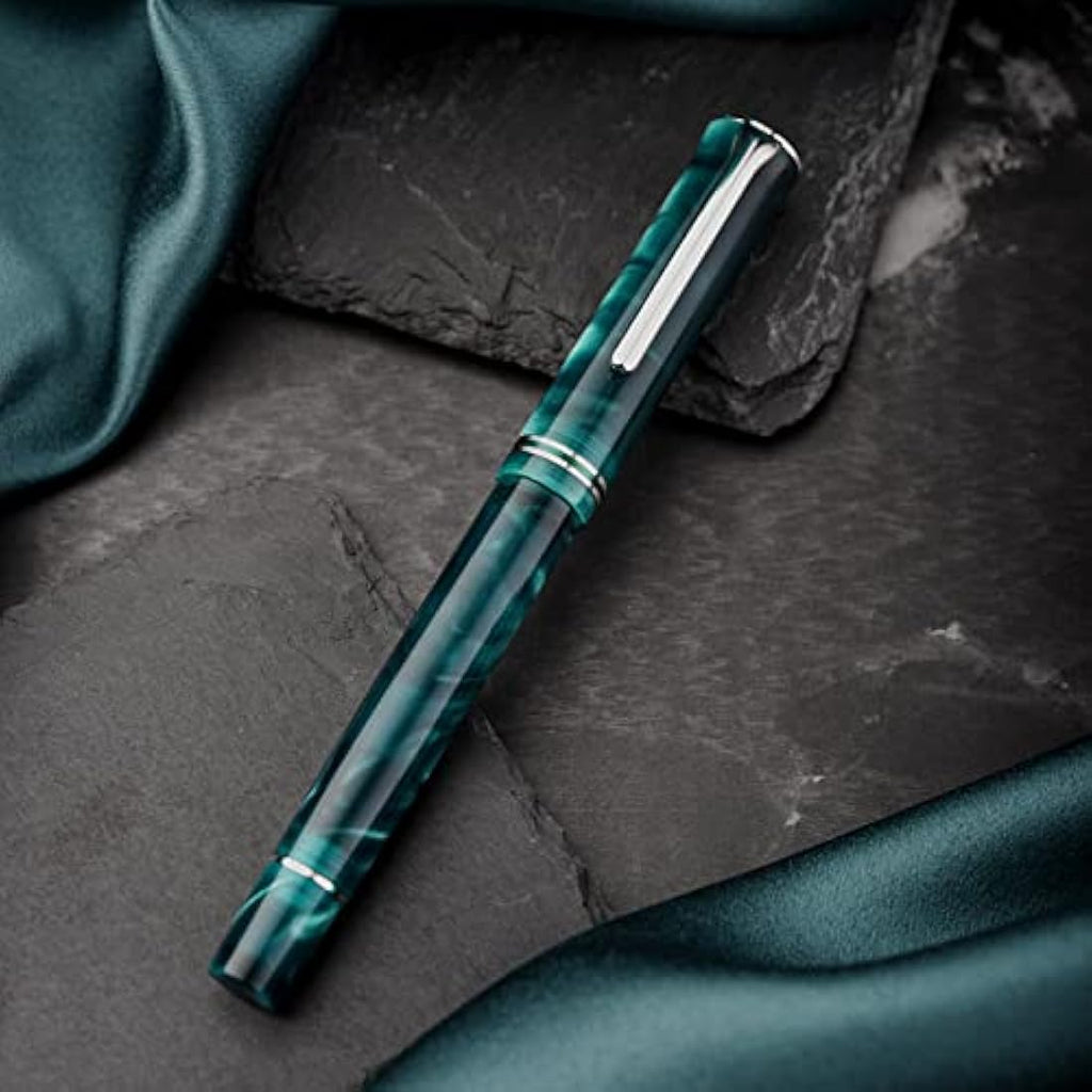 Hongdian N2 Fountain Pen – Teal Blue Acrylic Iridium Extra Fine Nib