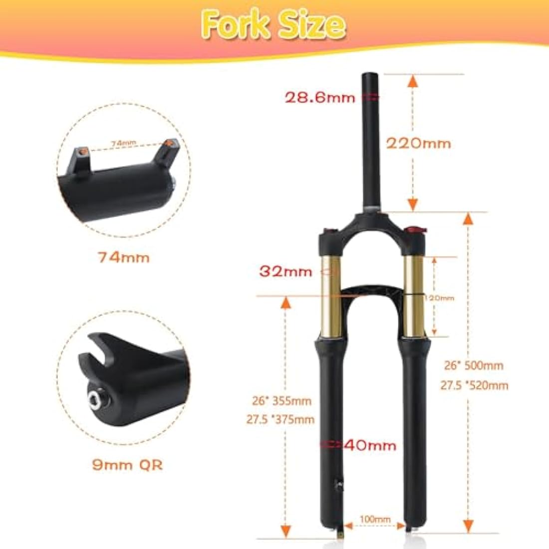 ZTZ Kashima MTB Suspension Fork – 26/27.5 Inch Mountain Bike Gas Fork